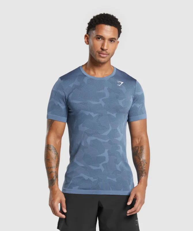Gymshark Sport Seamless T-Shirt - Faded Blue/Black sold by Gymshark