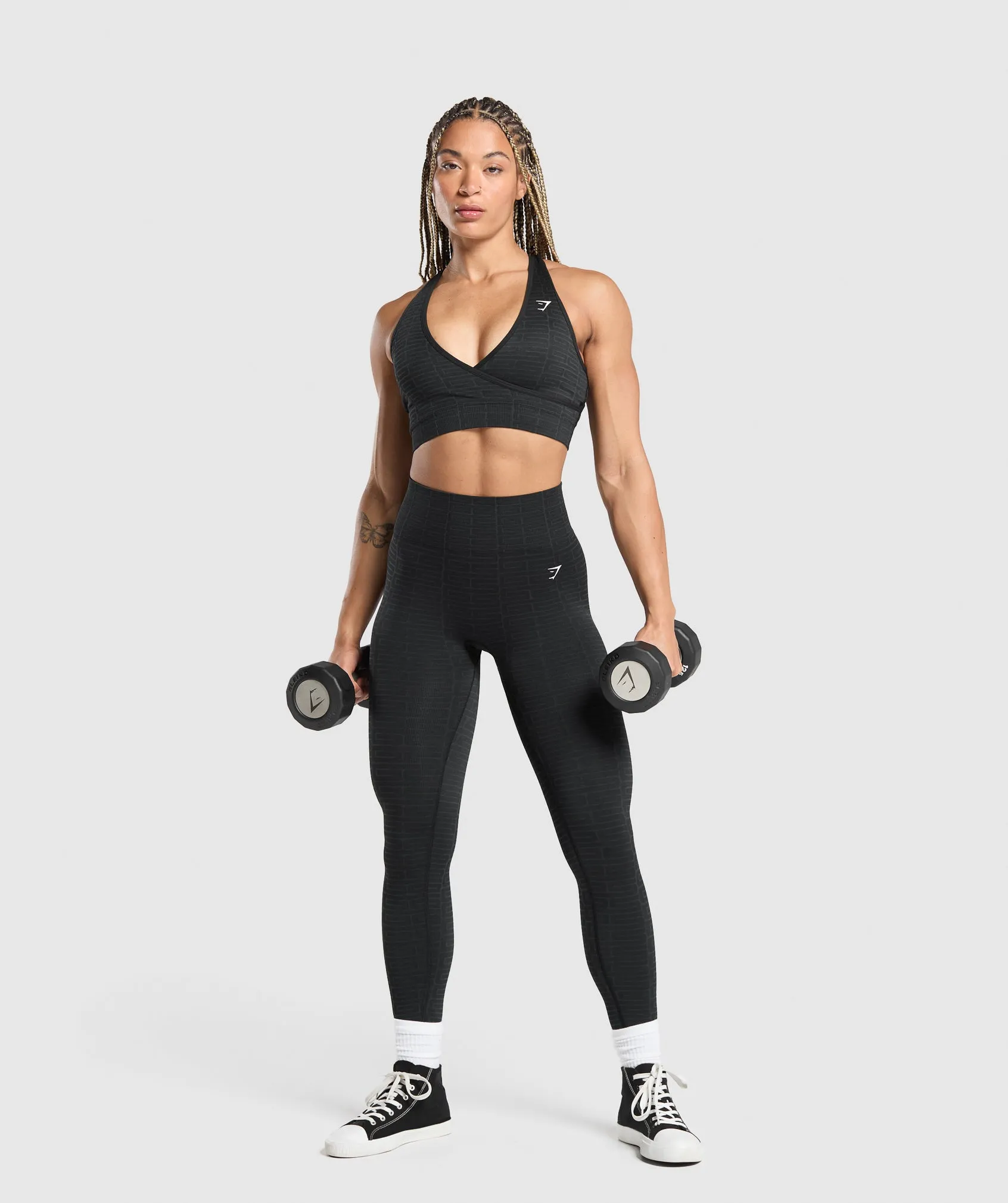 Gymshark Adapt Monogram Seamless Leggings - Black/Pitch Grey sold by Gymshark product image thumbnail 4