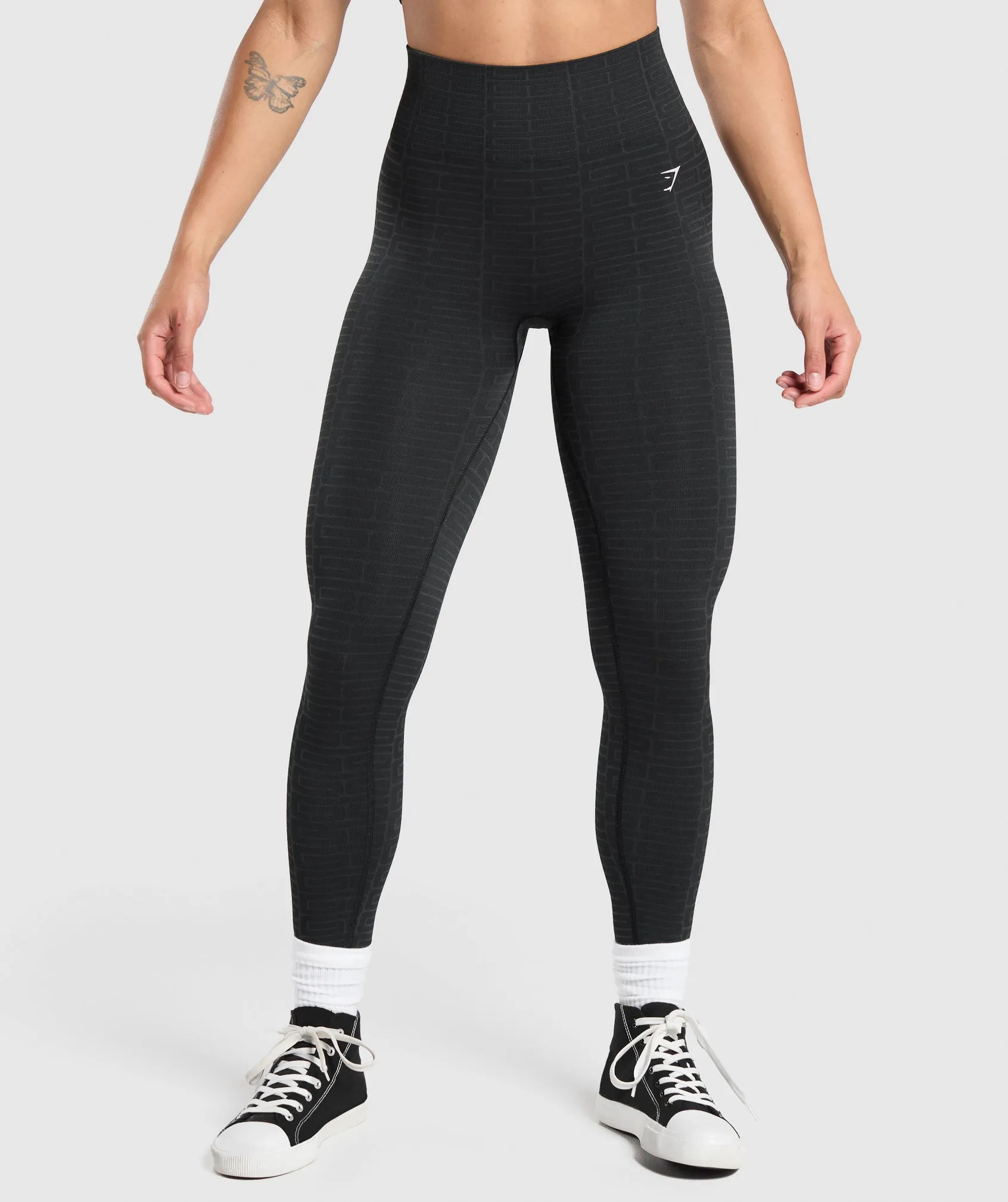 Gymshark Adapt Monogram Seamless Leggings - Black/Pitch Grey sold by Gymshark