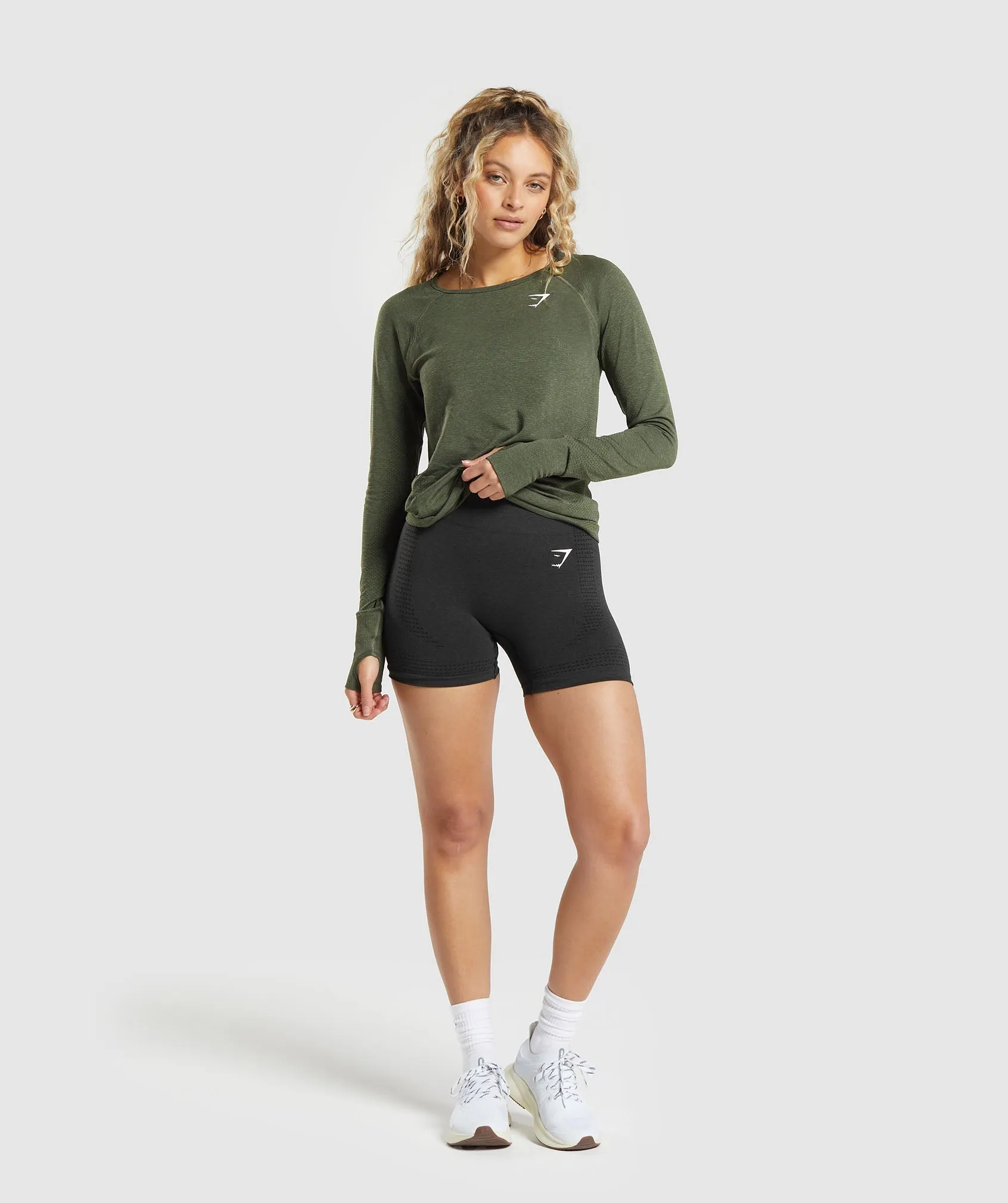 Gymshark Vital Light Long Sleeve Top - Base Green Marl sold by Gymshark product image thumbnail 4