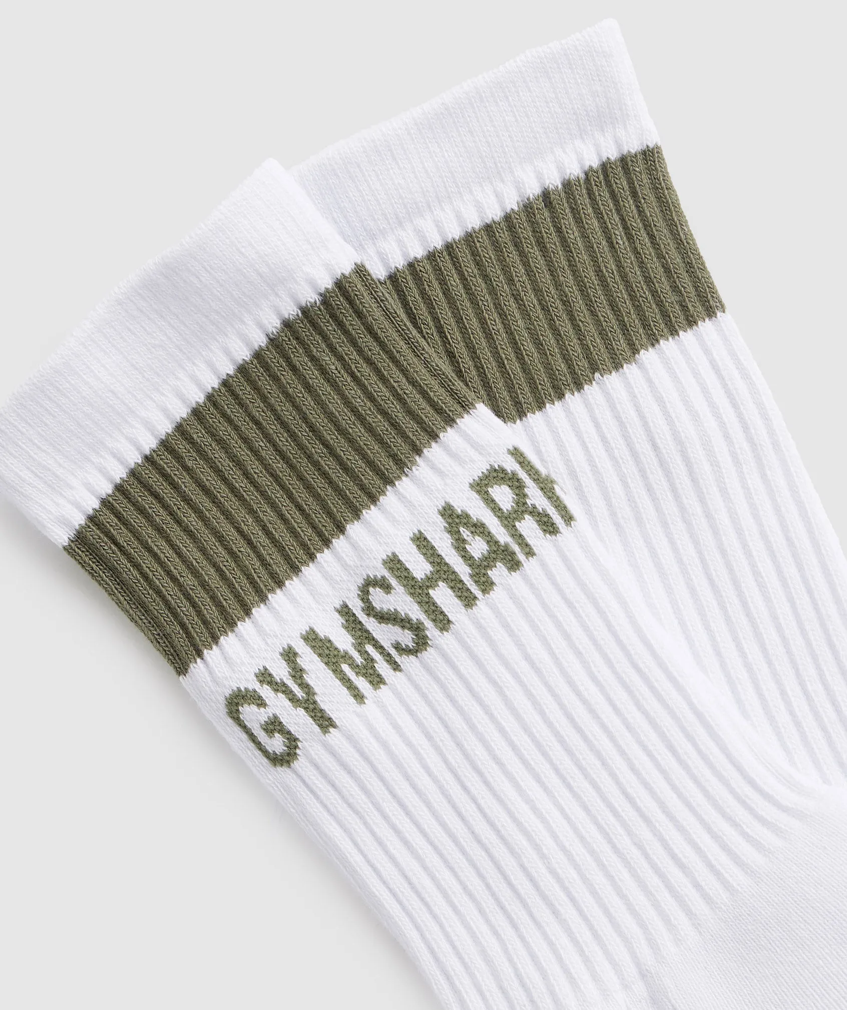 Gymshark Premium Crew Socks 1pk - White/Dusty Olive sold by Gymshark product image thumbnail 2