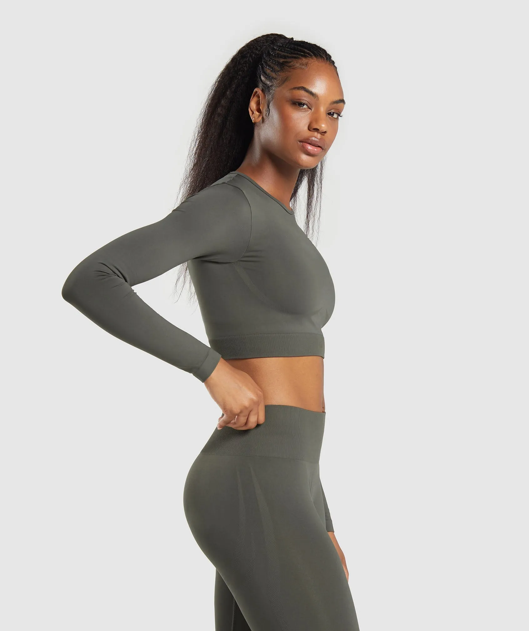 Gymshark Everyday Seamless Long Sleeve Crop Top - Strength Green sold by Gymshark product image thumbnail 3