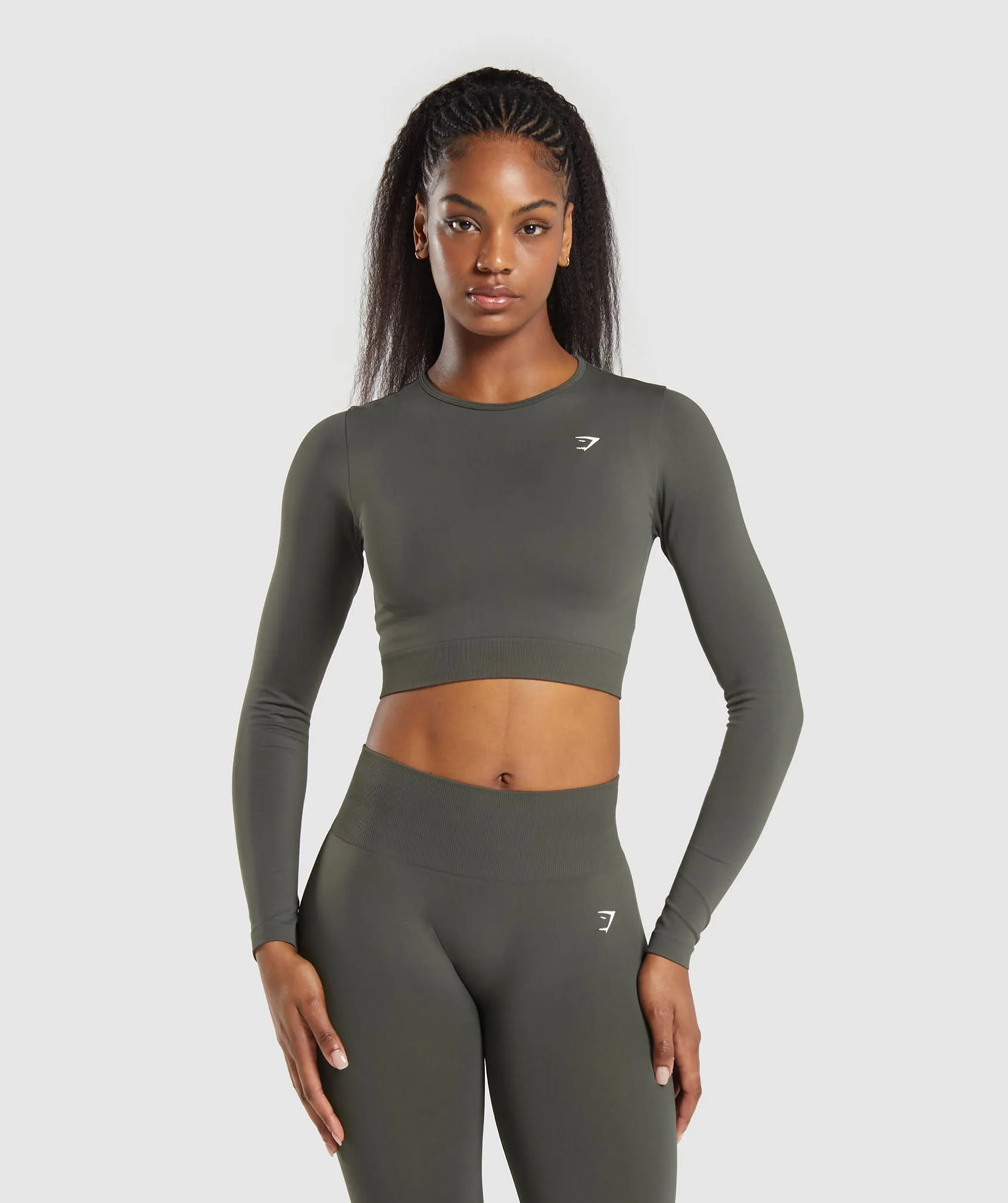 Gymshark Everyday Seamless Long Sleeve Crop Top - Strength Green sold by Gymshark