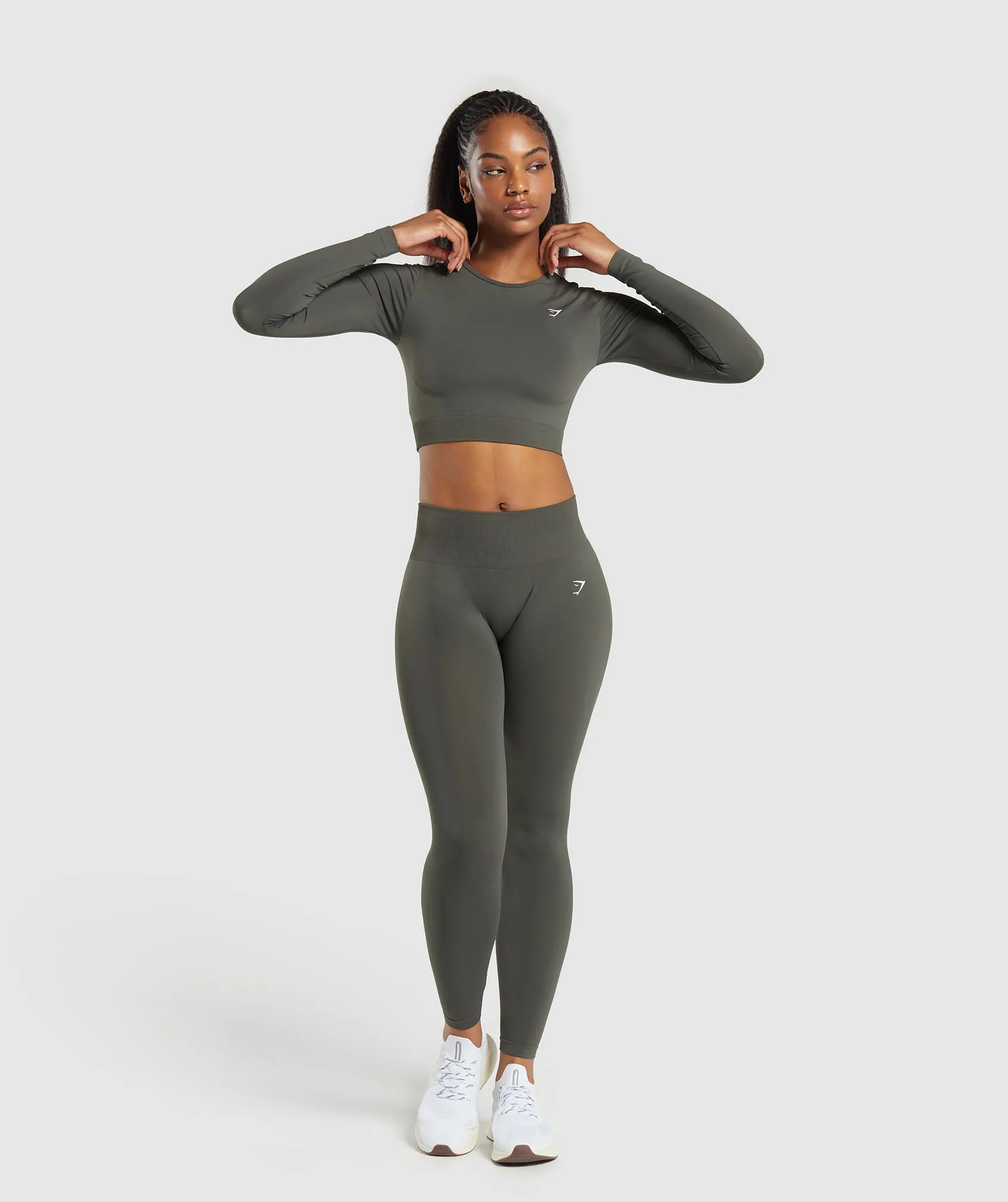 Gymshark Everyday Seamless Long Sleeve Crop Top - Strength Green sold by Gymshark product image thumbnail 4