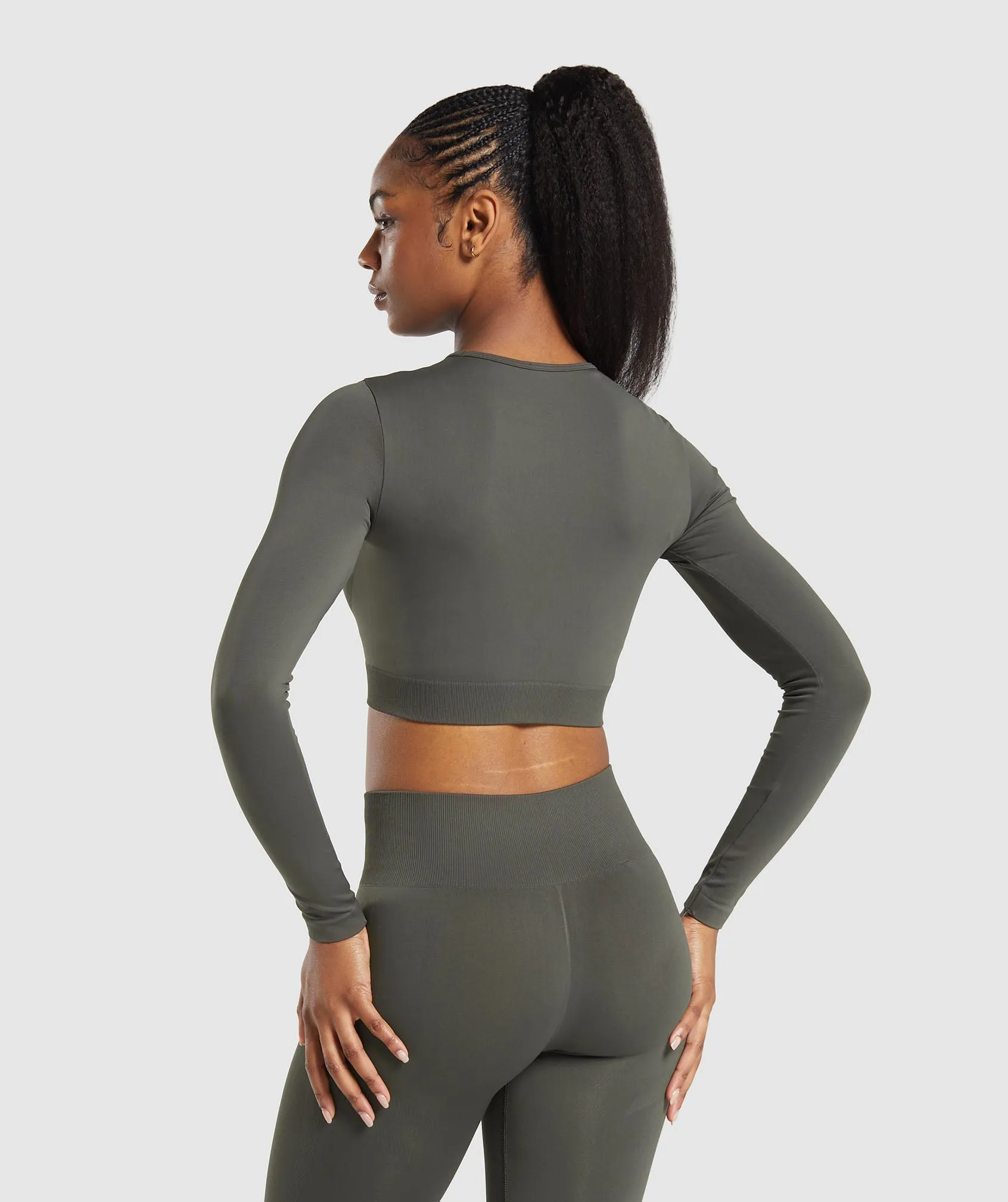 Gymshark Everyday Seamless Long Sleeve Crop Top - Strength Green sold by Gymshark product image thumbnail 2