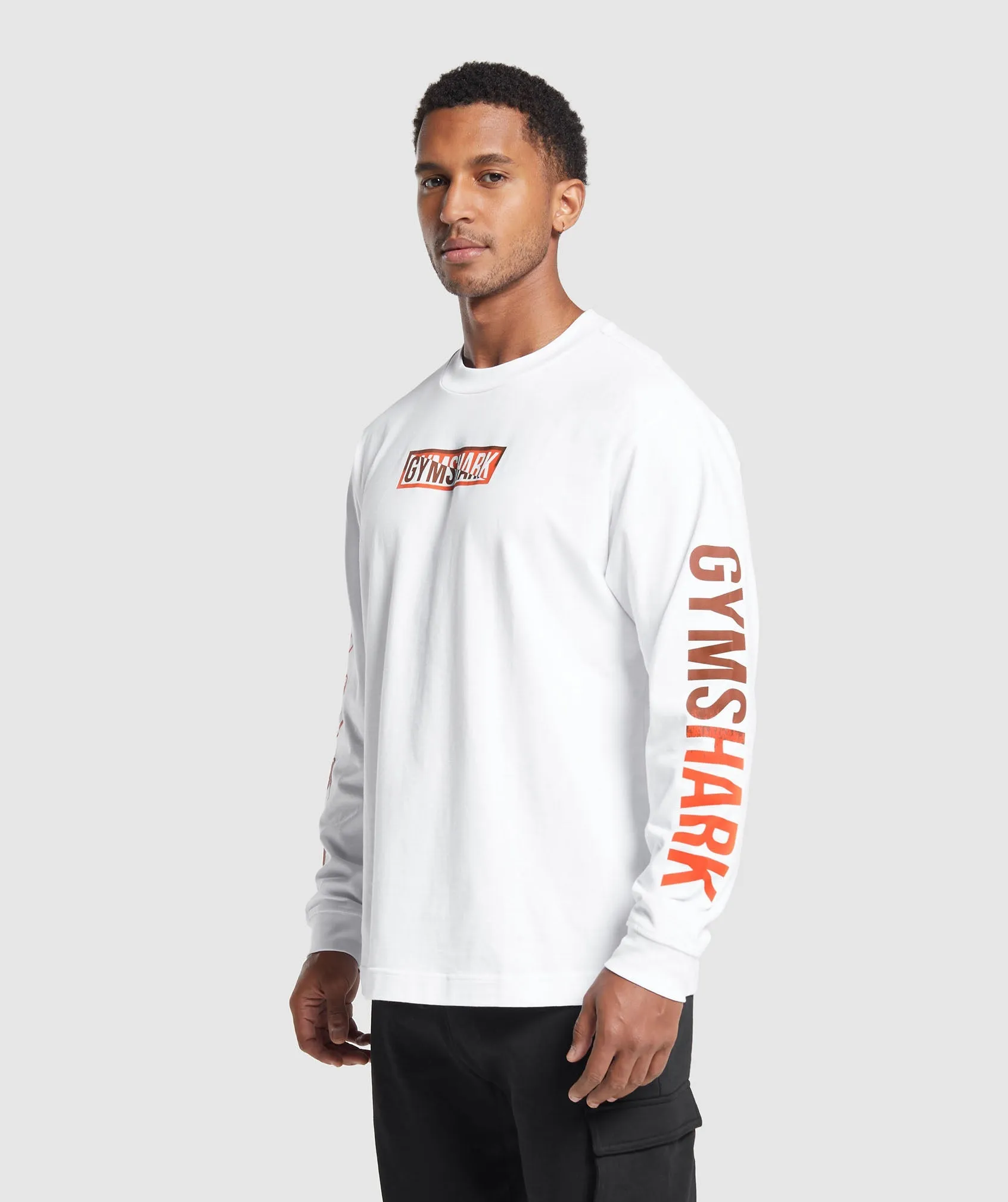 Gymshark Global Graphic Long Sleeve T-Shirt - White sold by Gymshark product image thumbnail 3
