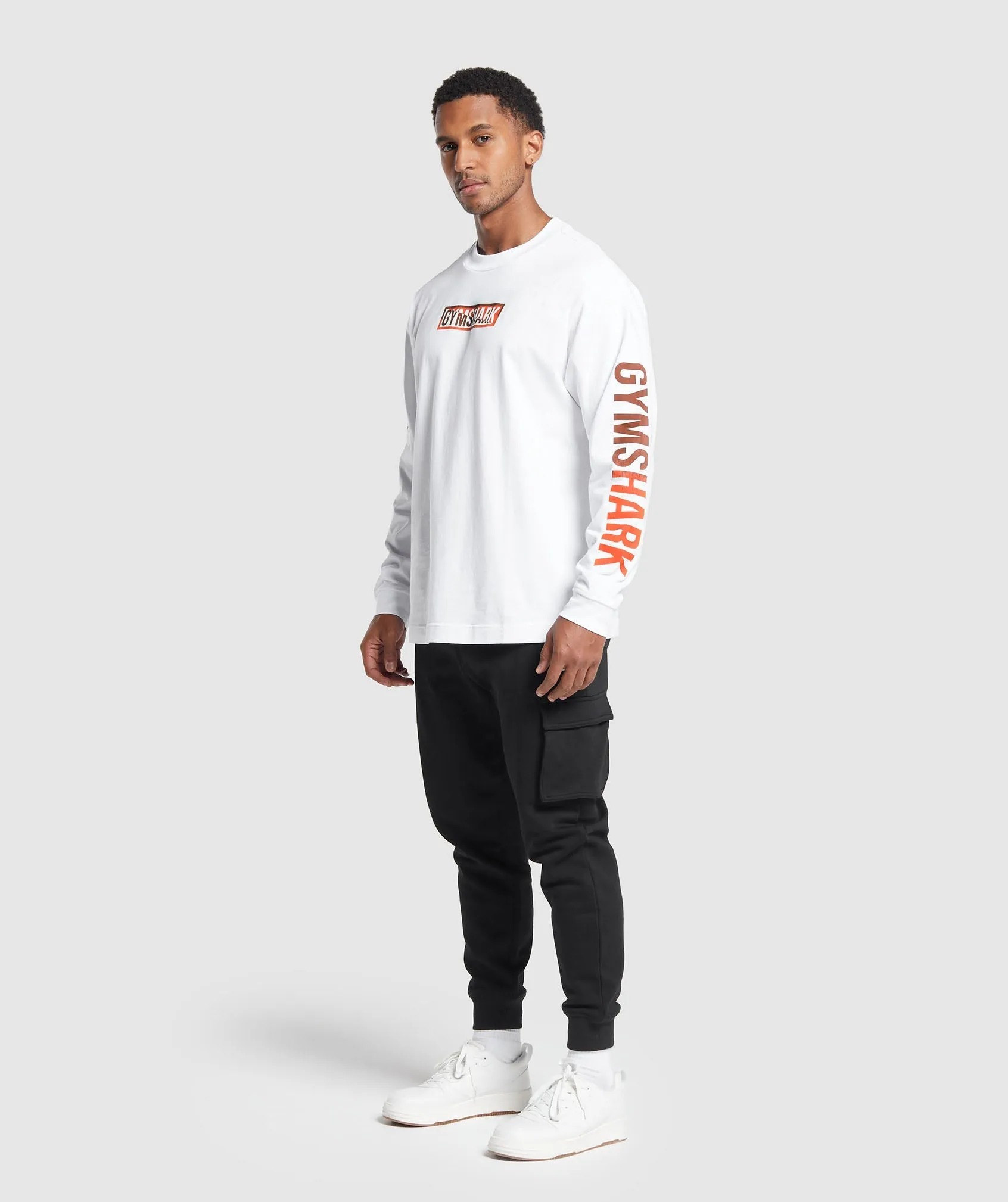 Gymshark Global Graphic Long Sleeve T-Shirt - White sold by Gymshark product image thumbnail 4