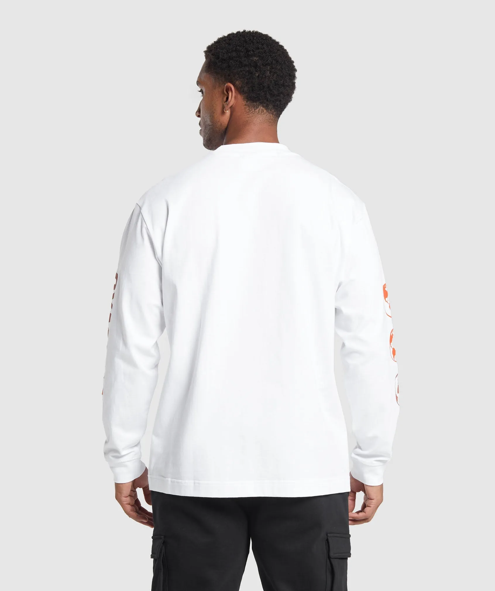 Gymshark Global Graphic Long Sleeve T-Shirt - White sold by Gymshark product image thumbnail 2