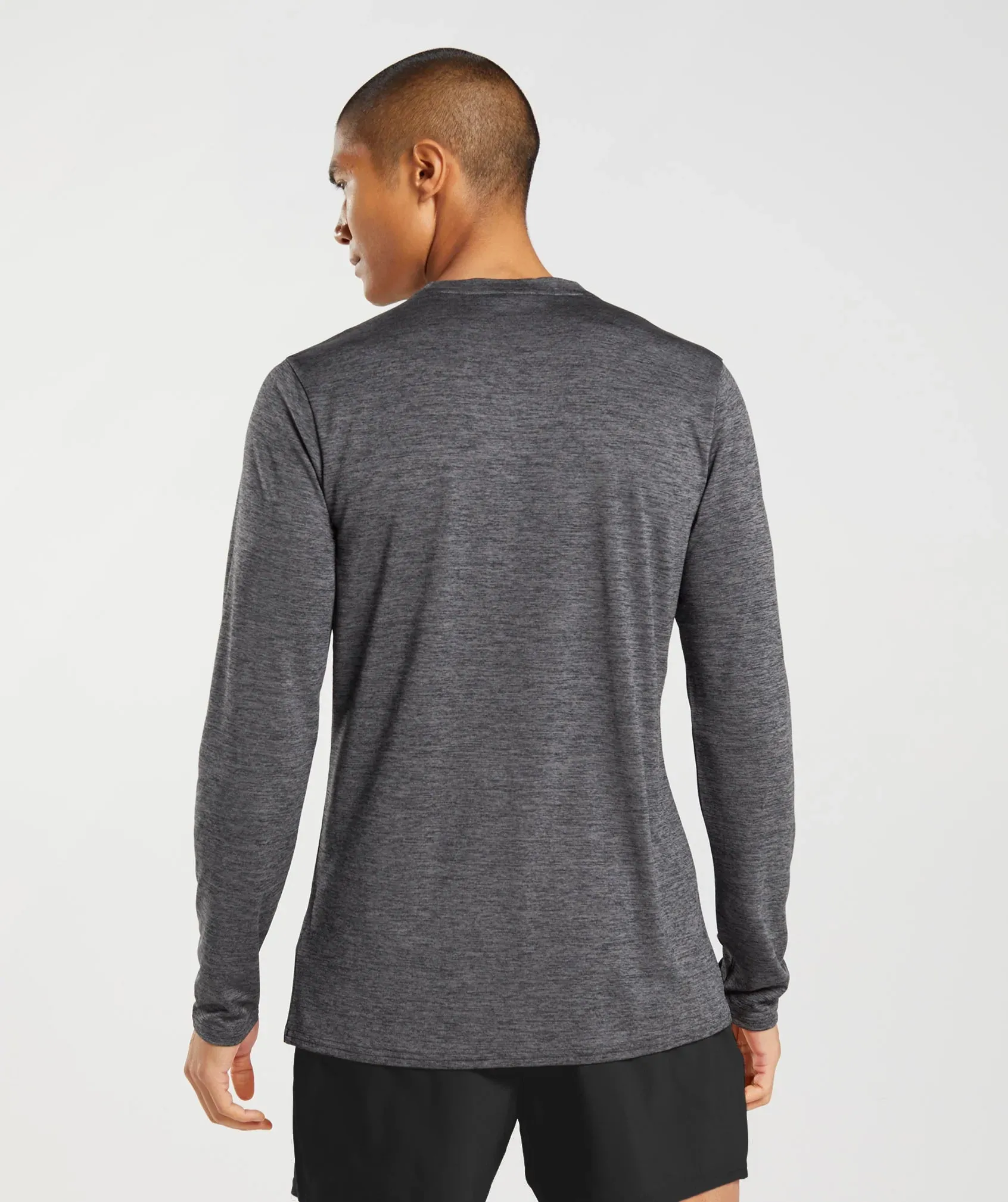 Gymshark Arrival Long Sleeve T-Shirt - Black/Silhouette Grey Marl sold by Gymshark product image thumbnail 2