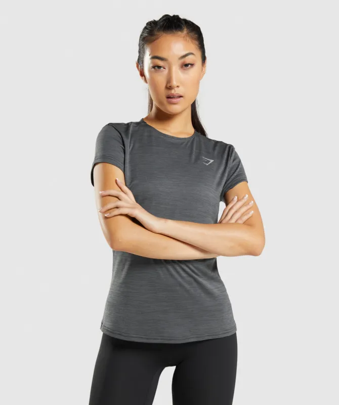 Gymshark Speed T-Shirt - Black/Charcoal Marl sold by Gymshark