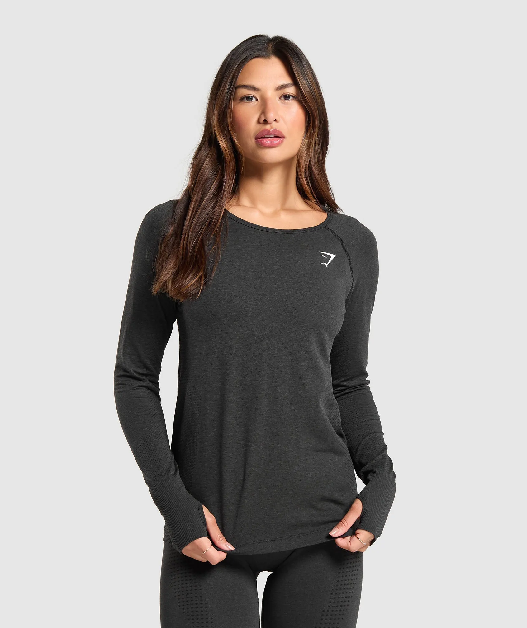 Gymshark Vital Light Long Sleeve Top - Black Marl sold by Gymshark