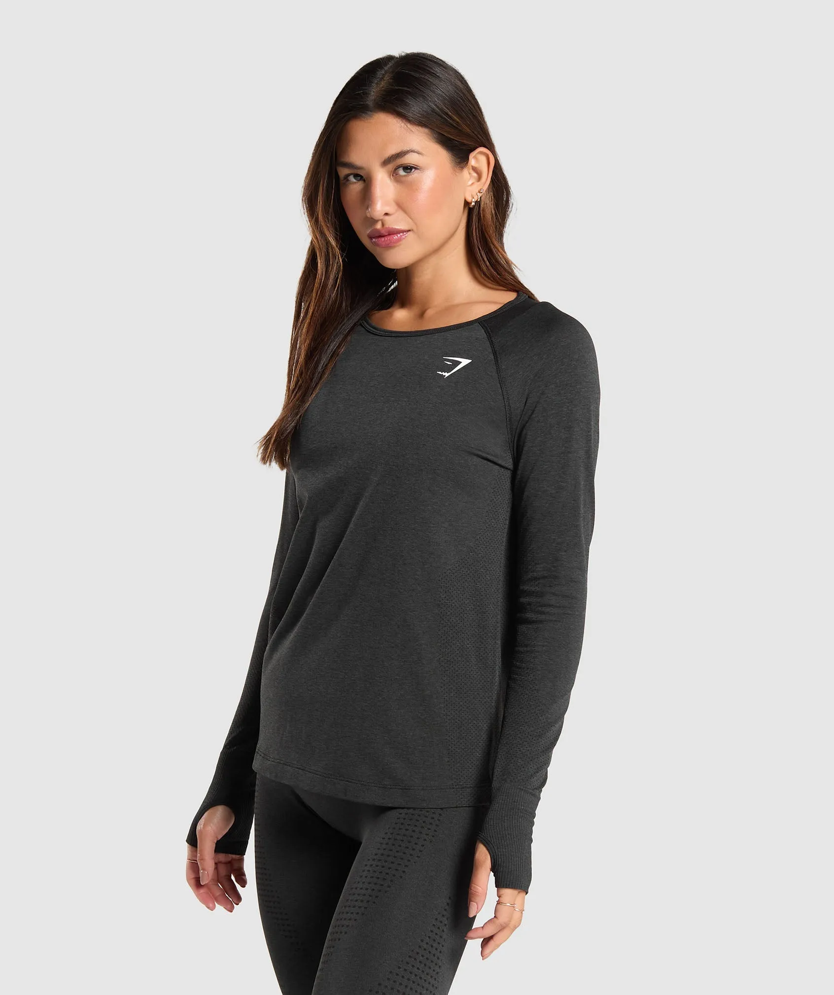 Gymshark Vital Light Long Sleeve Top - Black Marl sold by Gymshark product image thumbnail 3