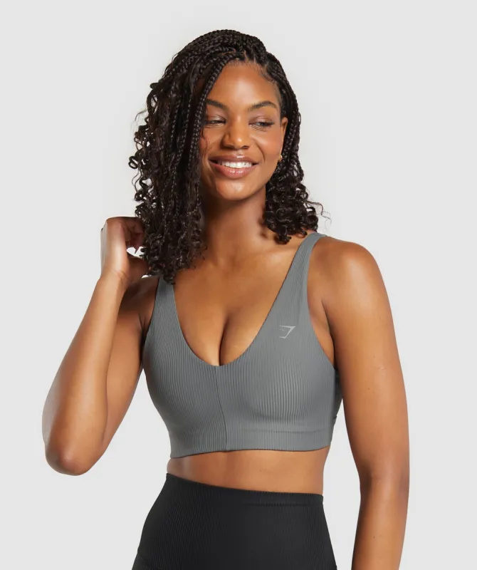 Gymshark Ribbed Sports Bra - Brushed Grey sold by Gymshark