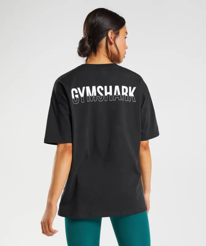 Gymshark Fraction Oversized T-Shirt - Black/White sold by Gymshark