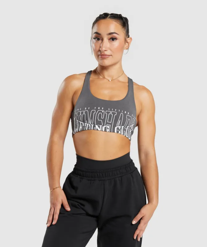 Gymshark Lifting Graphic Bralette - Dark Grey sold by Gymshark