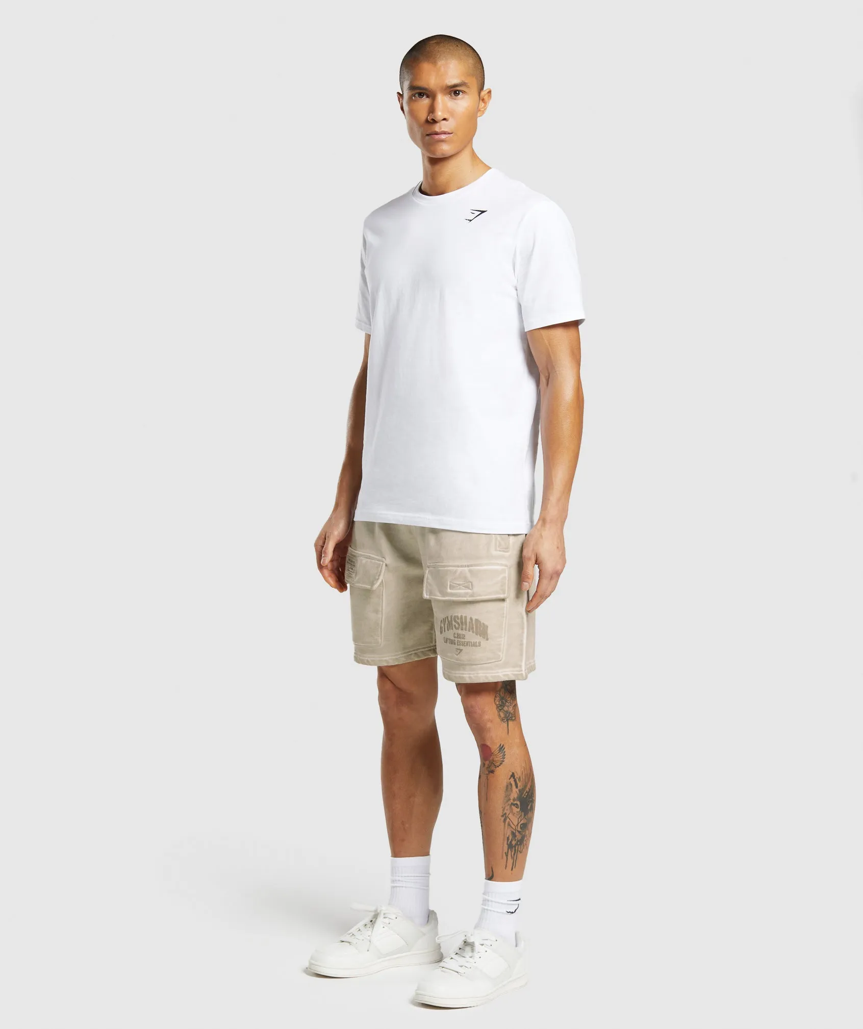 Gymshark Heavyweight Washed Cargo Shorts - Pebble Grey sold by Gymshark product image thumbnail 4