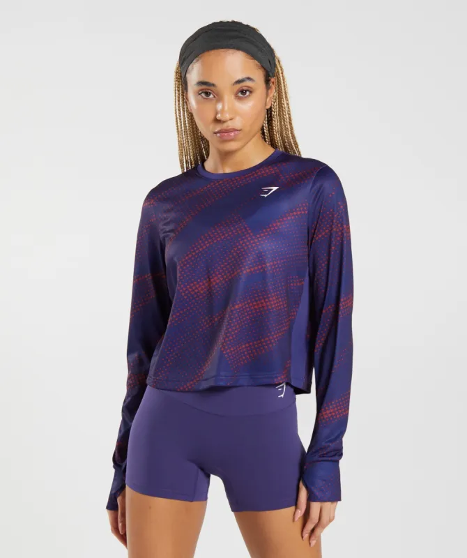 Gymshark Sport Printed Long Sleeve T-Shirt - Neptune Purple sold by Gymshark