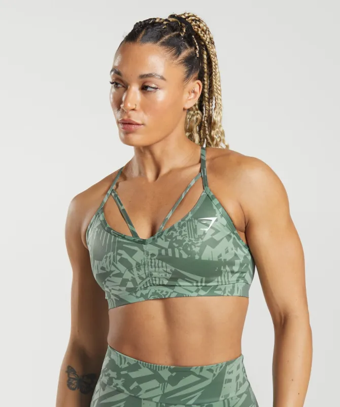GS Power Sports Bra - Sage Green Print sold by Gymshark
