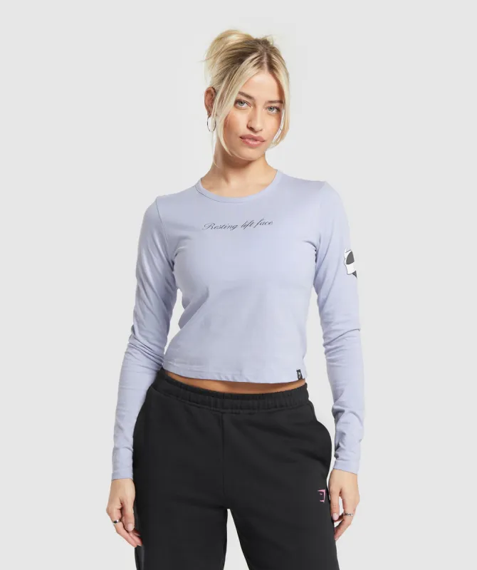 Gymshark Tattoo Midi Long Sleeve T-Shirt - Silver Lilac sold by Gymshark