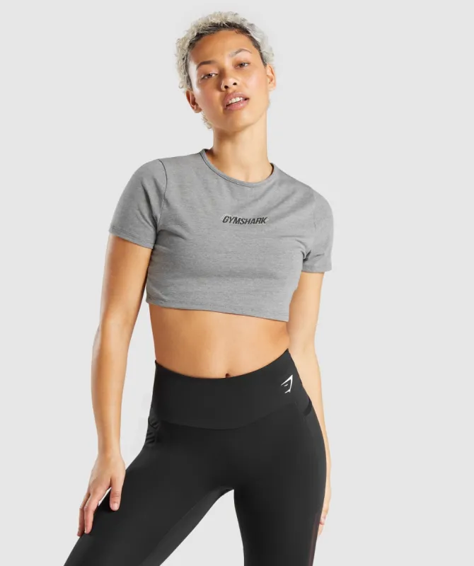 Gymshark Italic Graphic Crop Top - Charcoal Marl sold by Gymshark