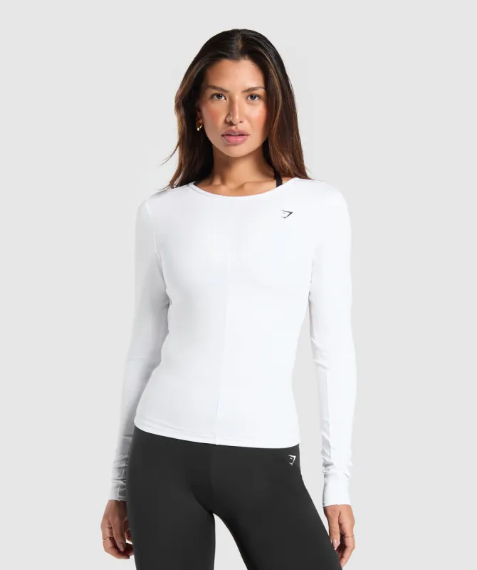 Gymshark Everyday Open Back Long Sleeve Top - White sold by Gymshark