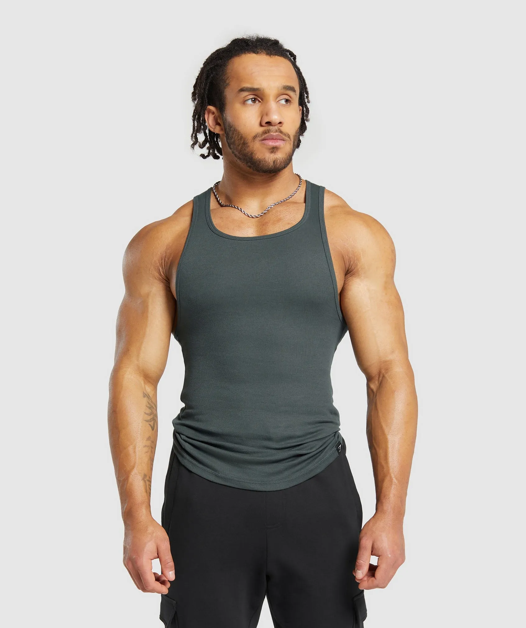 Gymshark Ribbed Tank 3 Pack - Core Olive/Slate Teal/Burgundy Brown sold by Gymshark
