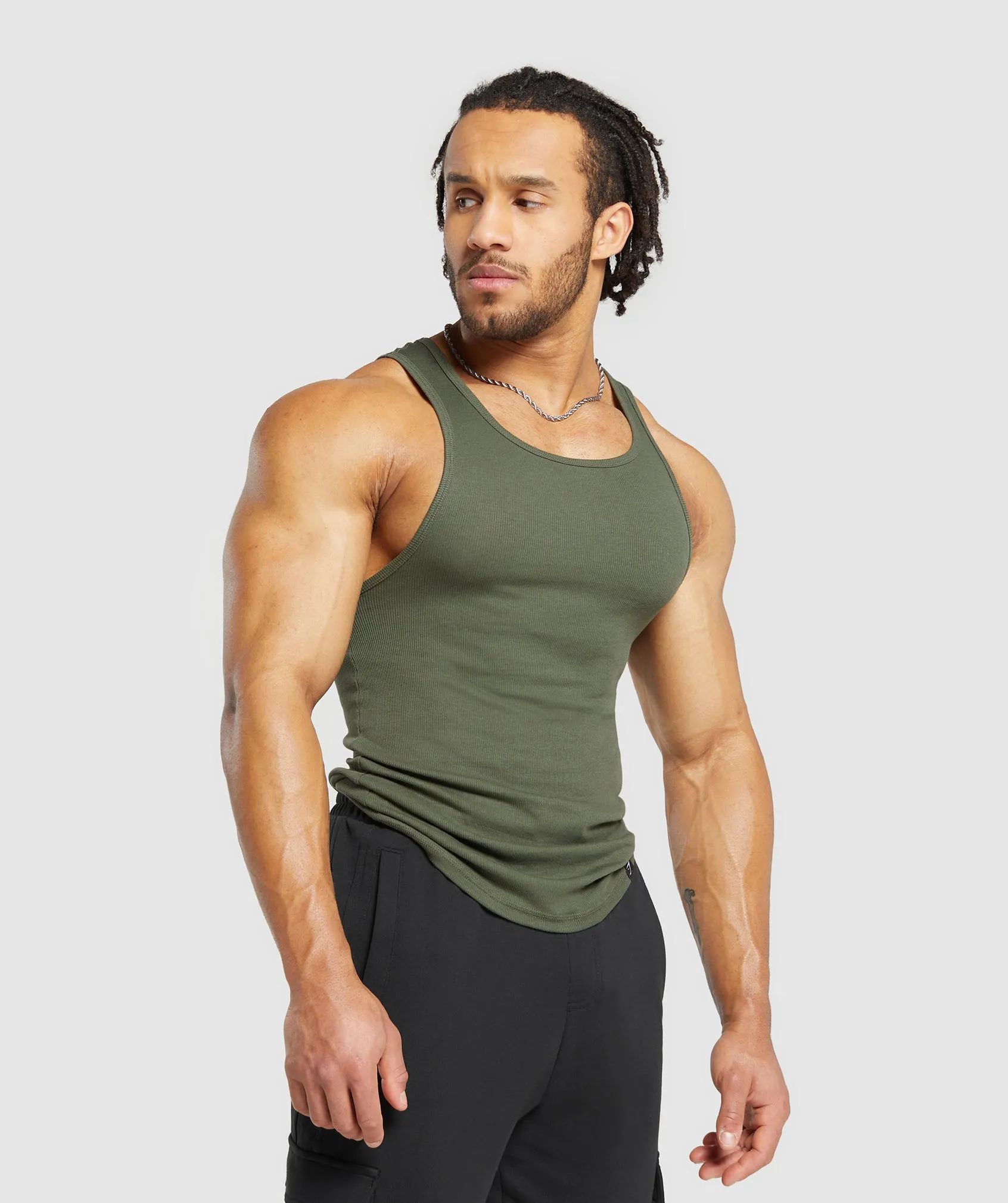 Gymshark Ribbed Tank 3 Pack - Core Olive/Slate Teal/Burgundy Brown sold by Gymshark product image thumbnail 3