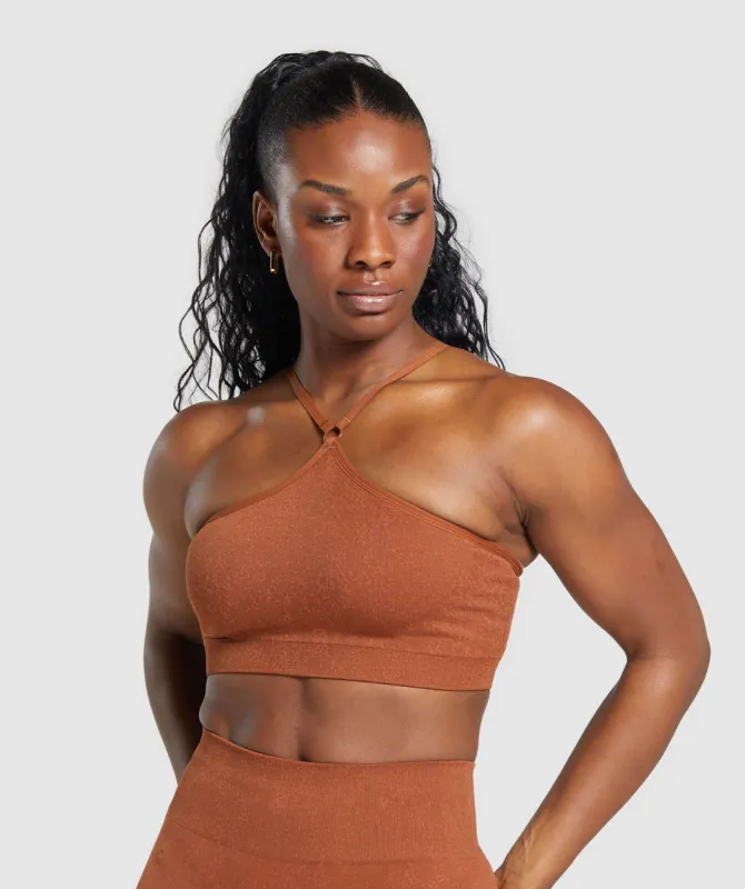 Gymshark Adapt Fleck Seamless Halterneck Bralette - Copper Brown/Terracotta Orange sold by Gymshark