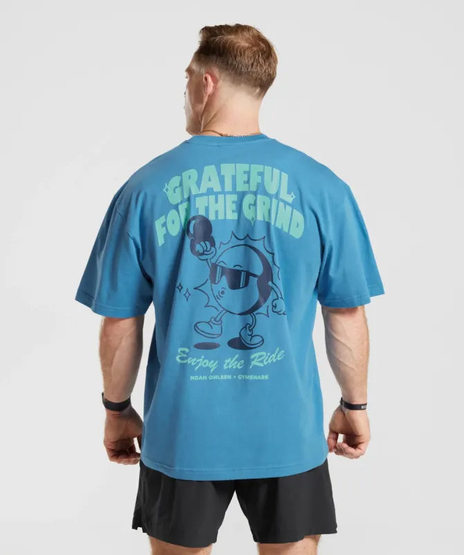Gymshark Noah Ohlsen Oversized Sun T-Shirt - Coastal Blue sold by Gymshark