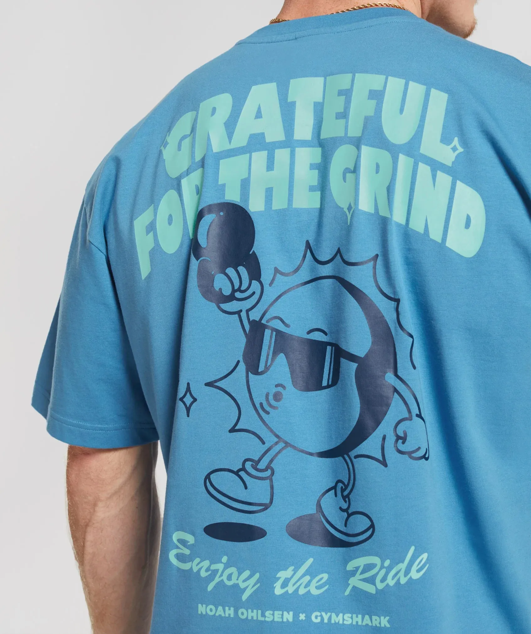 Gymshark Noah Ohlsen Oversized Sun T-Shirt - Coastal Blue sold by Gymshark product image thumbnail 3
