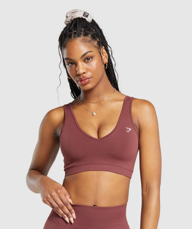 Gymshark Everyday Seamless Sports Bra - Burgundy Brown sold by Gymshark