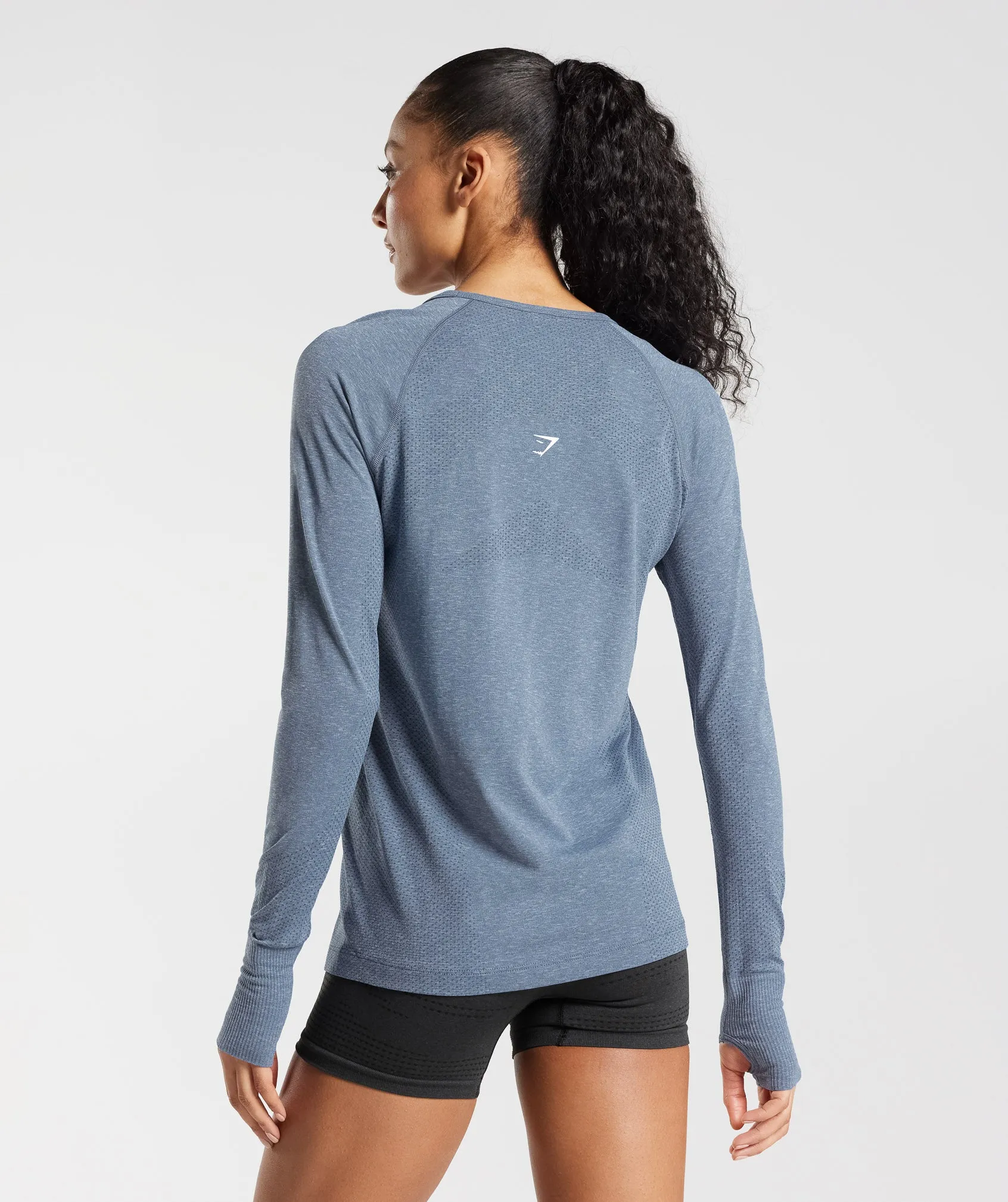 Gymshark Vital Seamless 2.0 Light Long Sleeve Top - Evening Blue Marl sold by Gymshark product image thumbnail 2