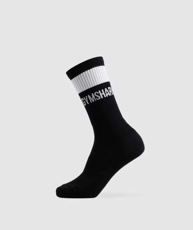 Gymshark Premium Jacquard Single Socks - Black/White sold by Gymshark