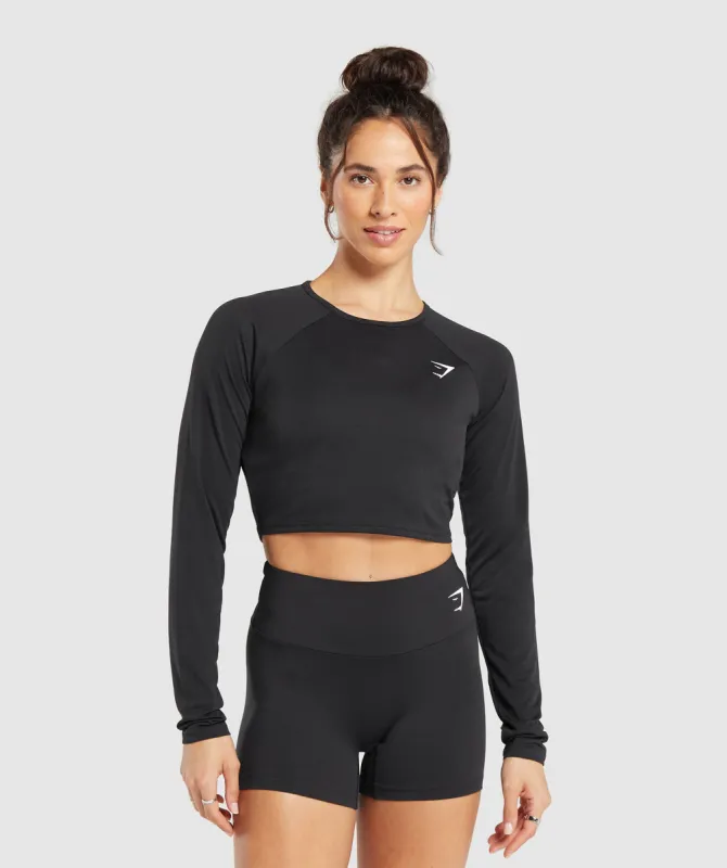 Gymshark Training Long Sleeve Crop Top - Black sold by Gymshark