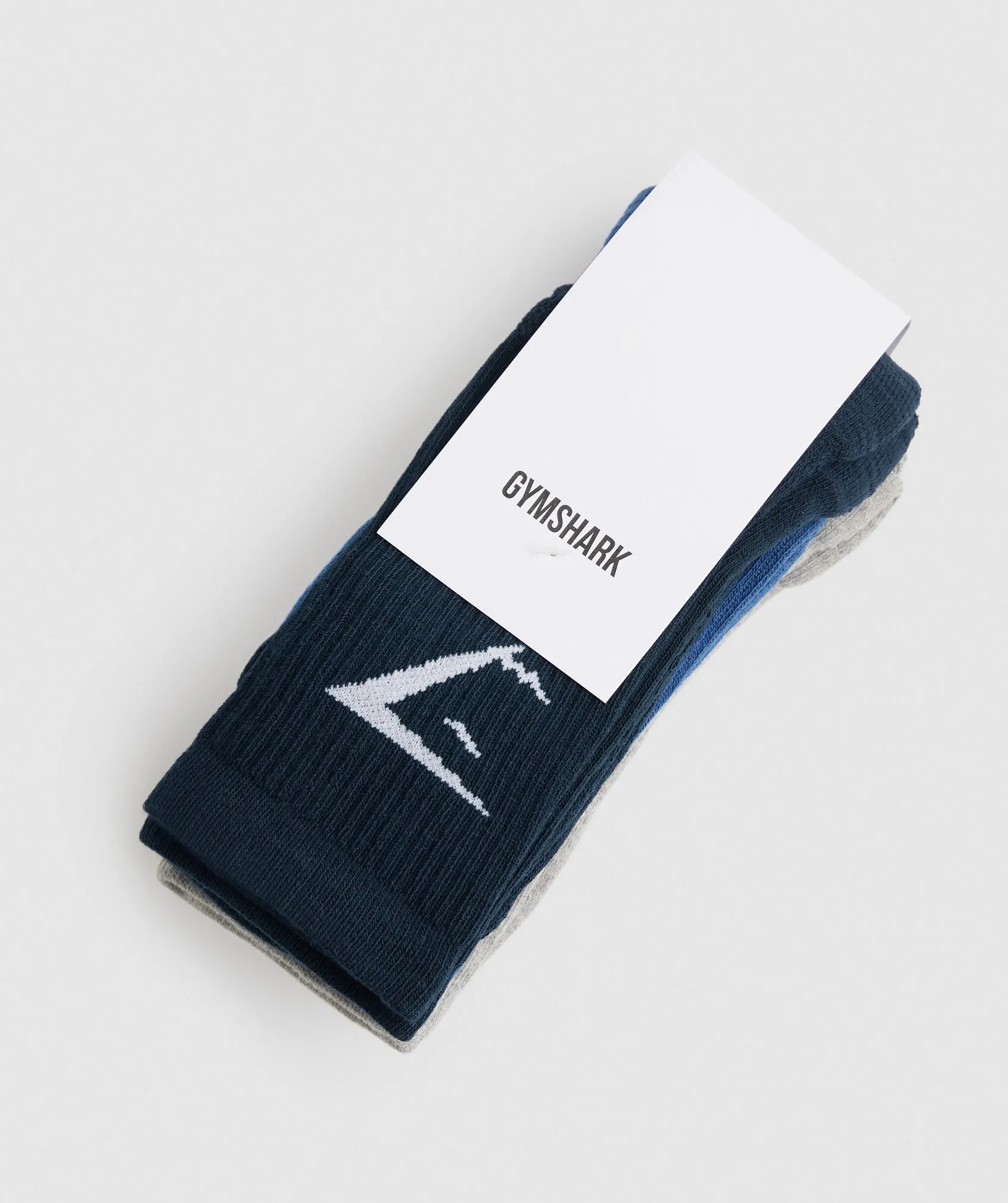 Gymshark Crew Socks 3pk - Navy/Athletic Blue/Light Grey Marl sold by Gymshark product image thumbnail 3