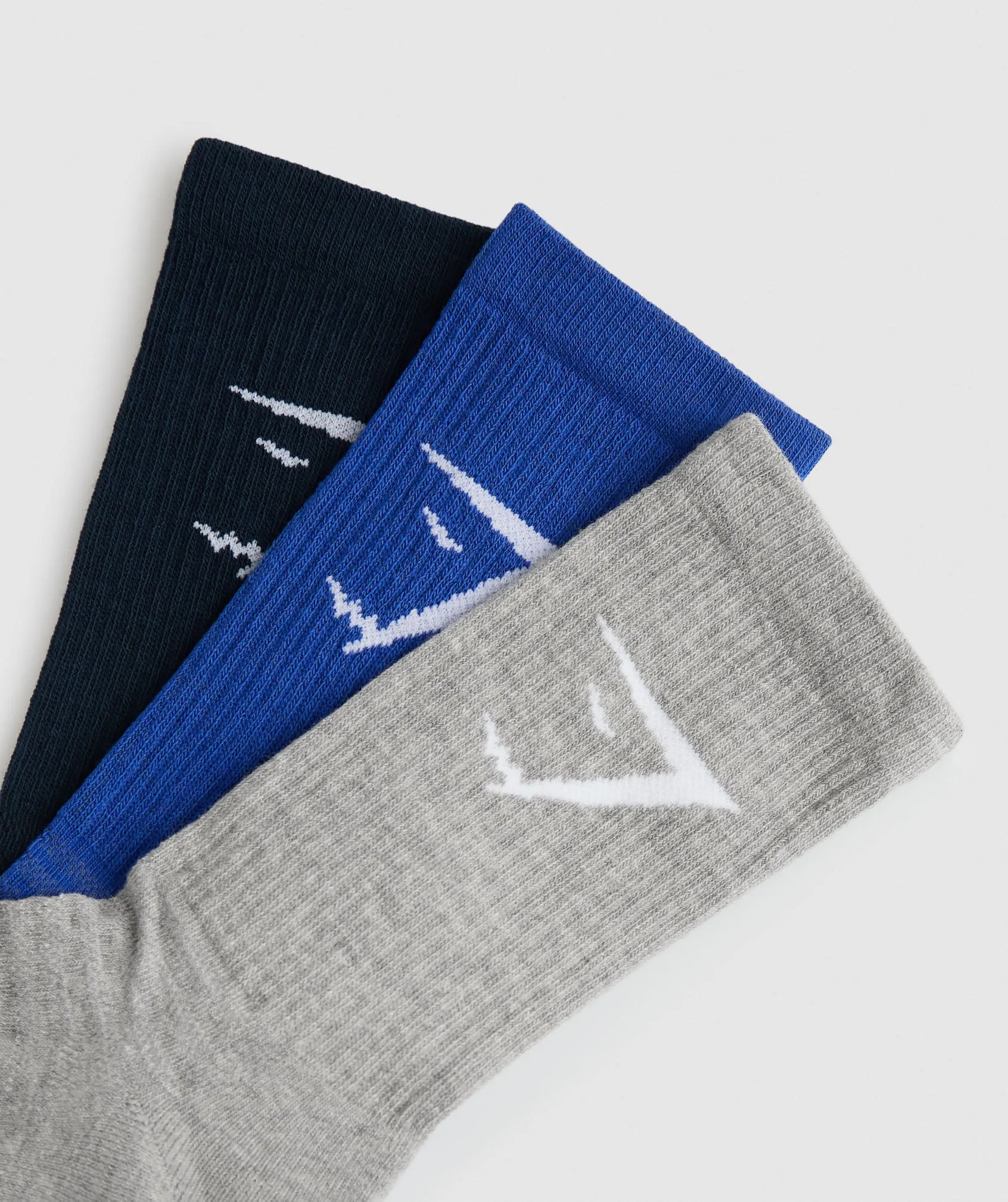 Gymshark Crew Socks 3pk - Navy/Athletic Blue/Light Grey Marl sold by Gymshark product image thumbnail 2