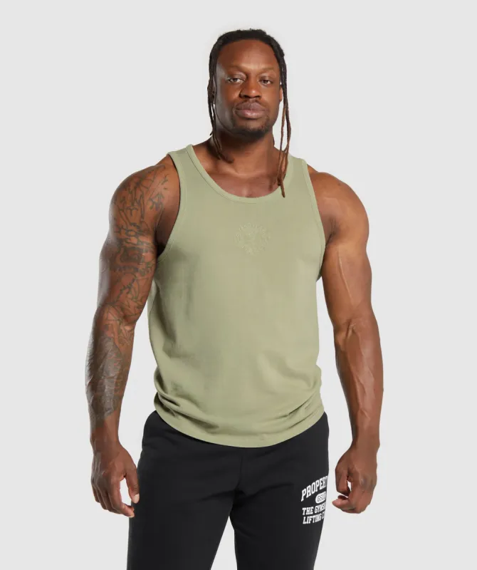 Gymshark Premium Legacy Tank - Natural Sage Green sold by Gymshark