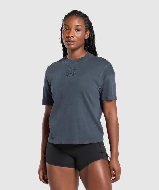 Gymshark Premium Legacy Washed Oversized T-Shirt - Heavy Blue sold by Gymshark