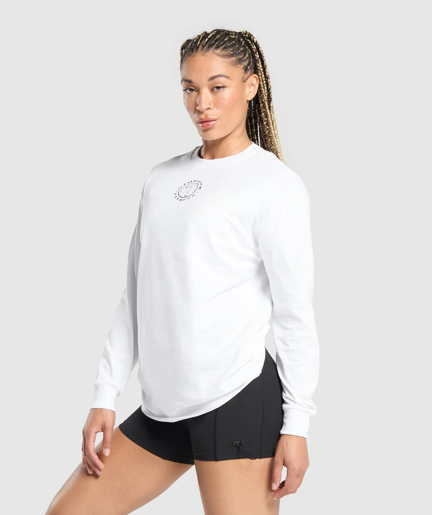 Gymshark Legacy Oversized Long Sleeve Top - White sold by Gymshark product image thumbnail 3