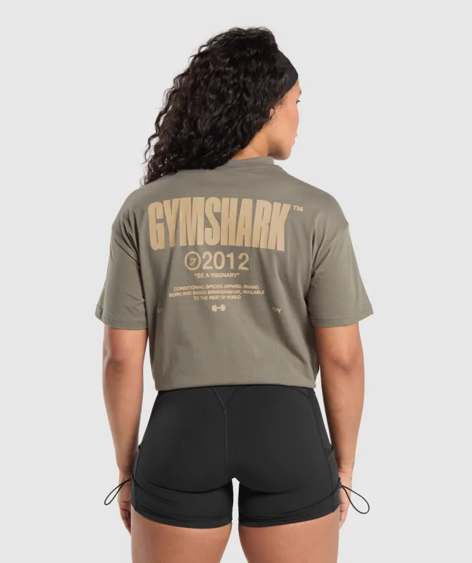 Gymshark Be a Visionary Oversized T-Shirt - Camo Brown sold by Gymshark