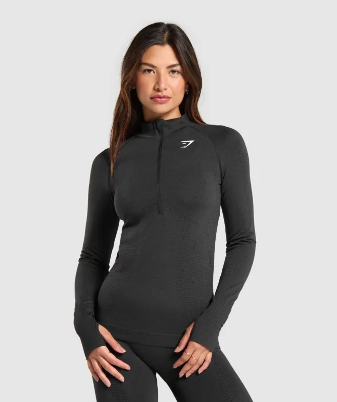 Gymshark Vital Seamless 2.0 1/2 Zip Pullover - Black Marl sold by Gymshark
