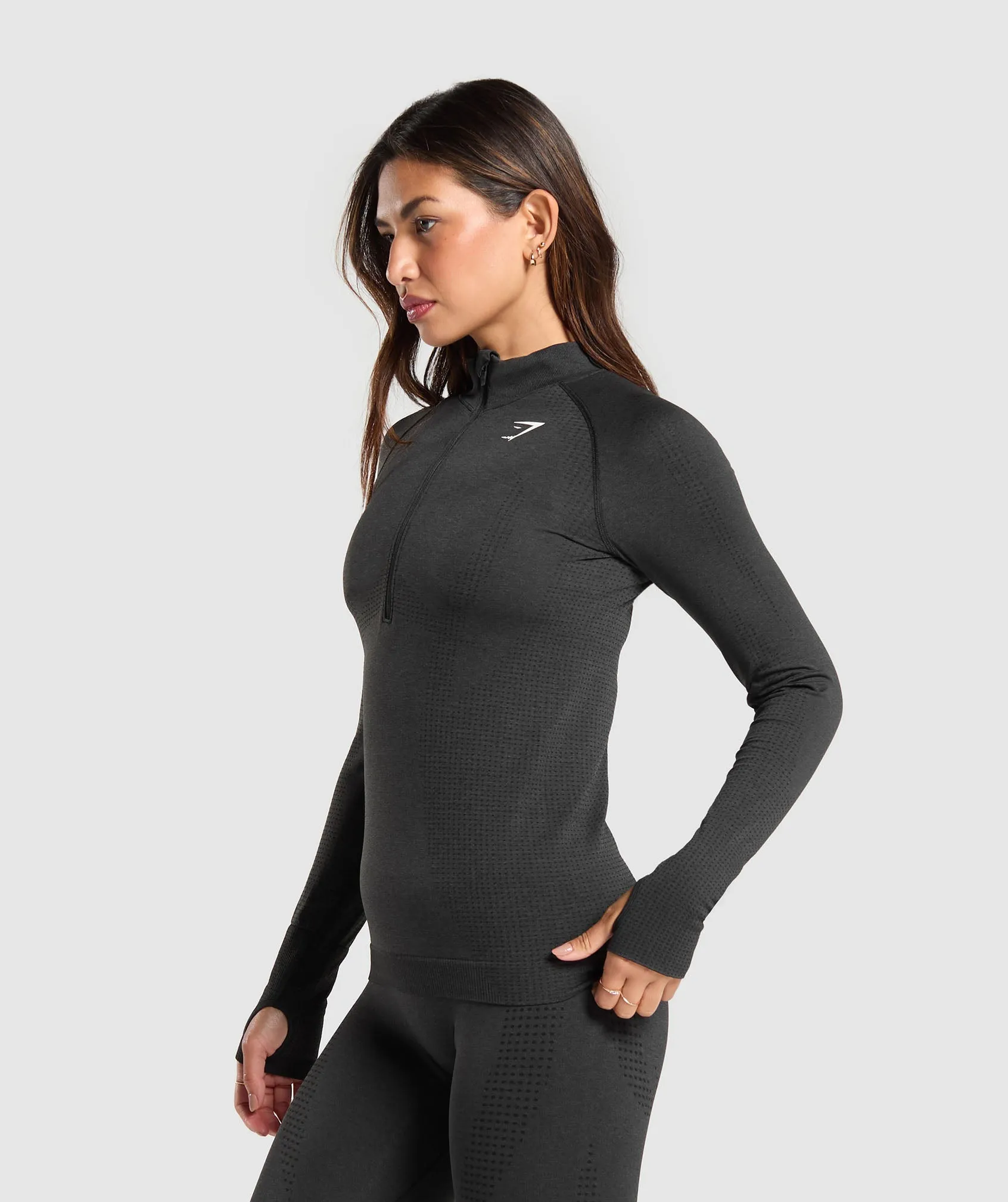 Gymshark Vital Seamless 2.0 1/2 Zip Pullover - Black Marl sold by Gymshark product image thumbnail 3