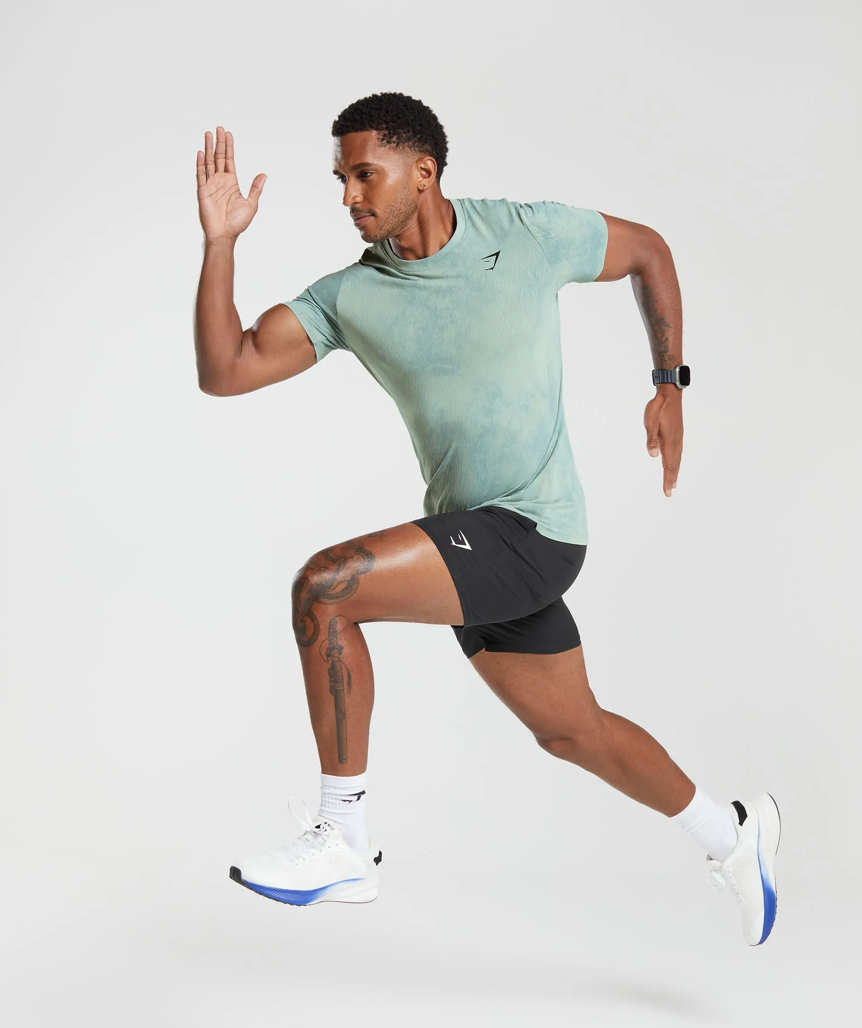 Gymshark Washed Seamless T-Shirt - Blue sold by Gymshark product image thumbnail 4