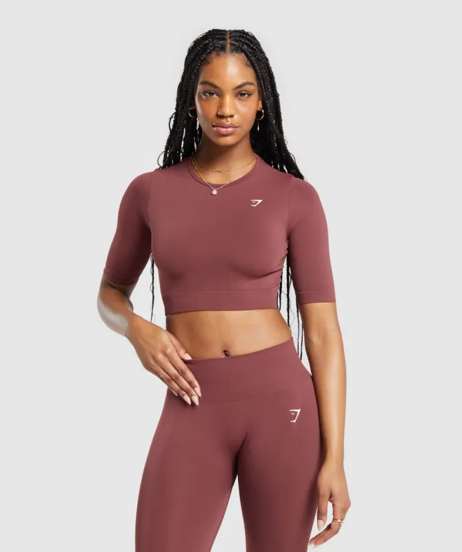 Gymshark Everyday Seamless Crop Top - Burgundy Brown sold by Gymshark