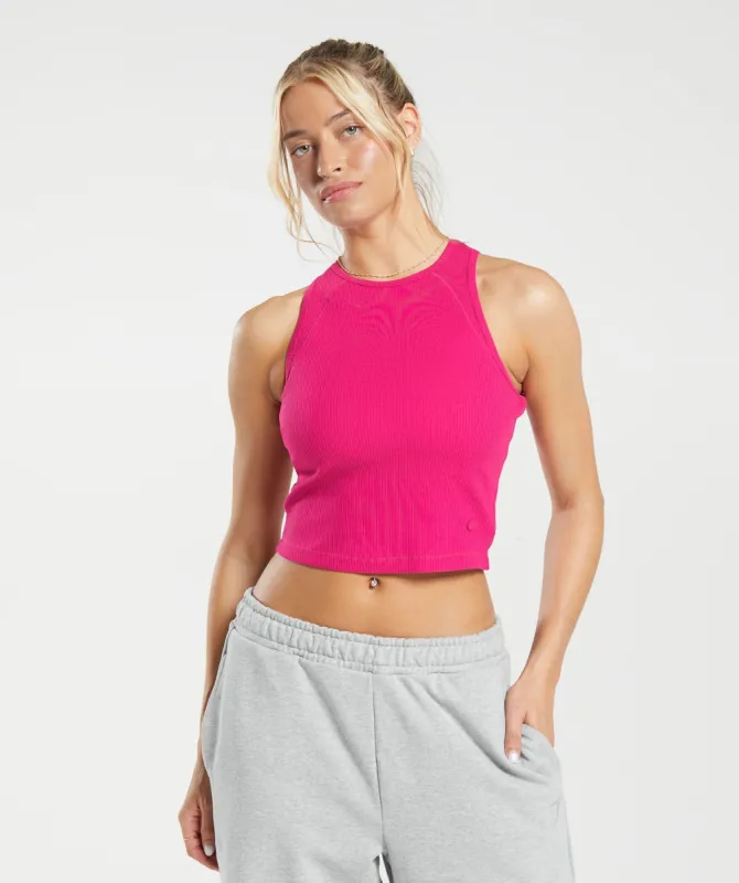 Gymshark Cotton Rib Midi Tank - Bold Magenta sold by Gymshark