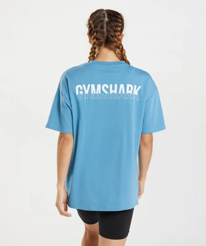Gymshark Fraction Oversized T-Shirt - Coastal Blue sold by Gymshark