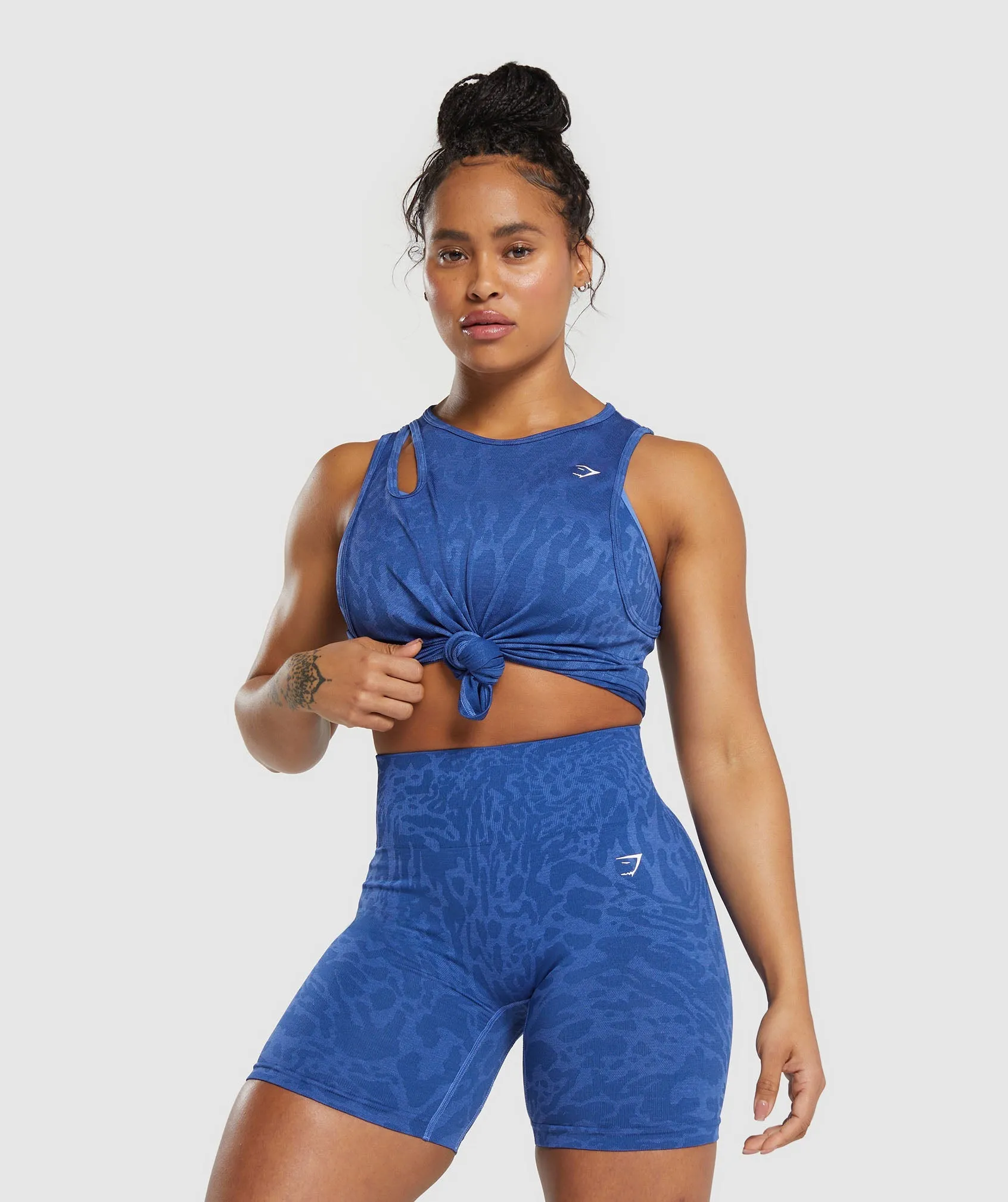 Gymshark Adapt Safari Seamless Drop Arm Lifting Tank - Wave Blue/Iris Blue sold by Gymshark product image thumbnail 4