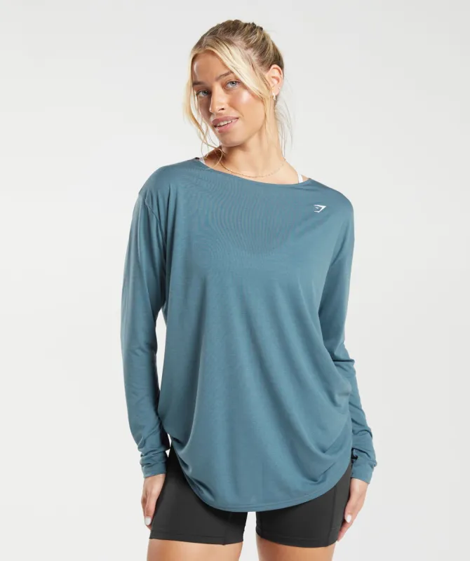 Gymshark Super Soft Cut-Out Long Sleeve Top - Denim Teal sold by Gymshark