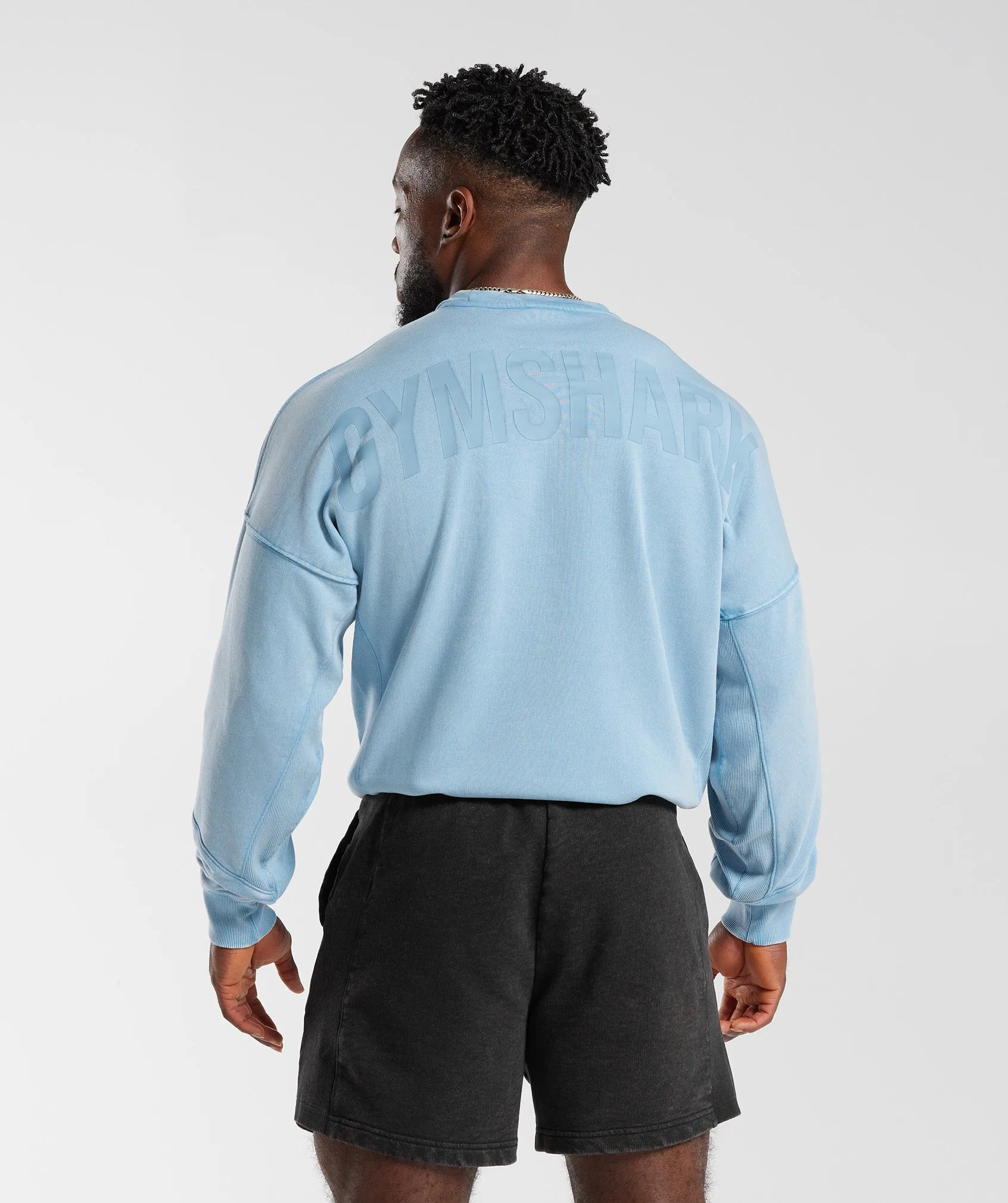 Gymshark Power Washed Crew - Ozone Blue sold by Gymshark product image thumbnail 2