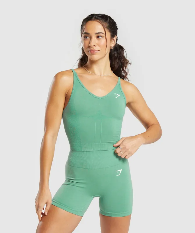 Gymshark Vital Seamless 2.0 Midi Tank - Lagoon Green/ Marl sold by Gymshark